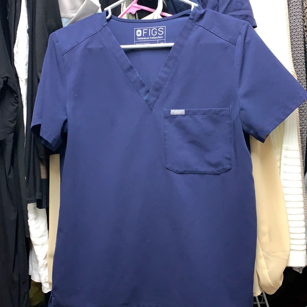 Navy blue fig scrub top